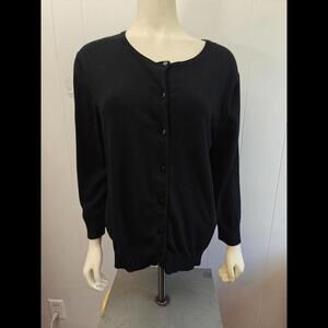 GNW  Black Button Down 3/4 Sleeve Cardigan